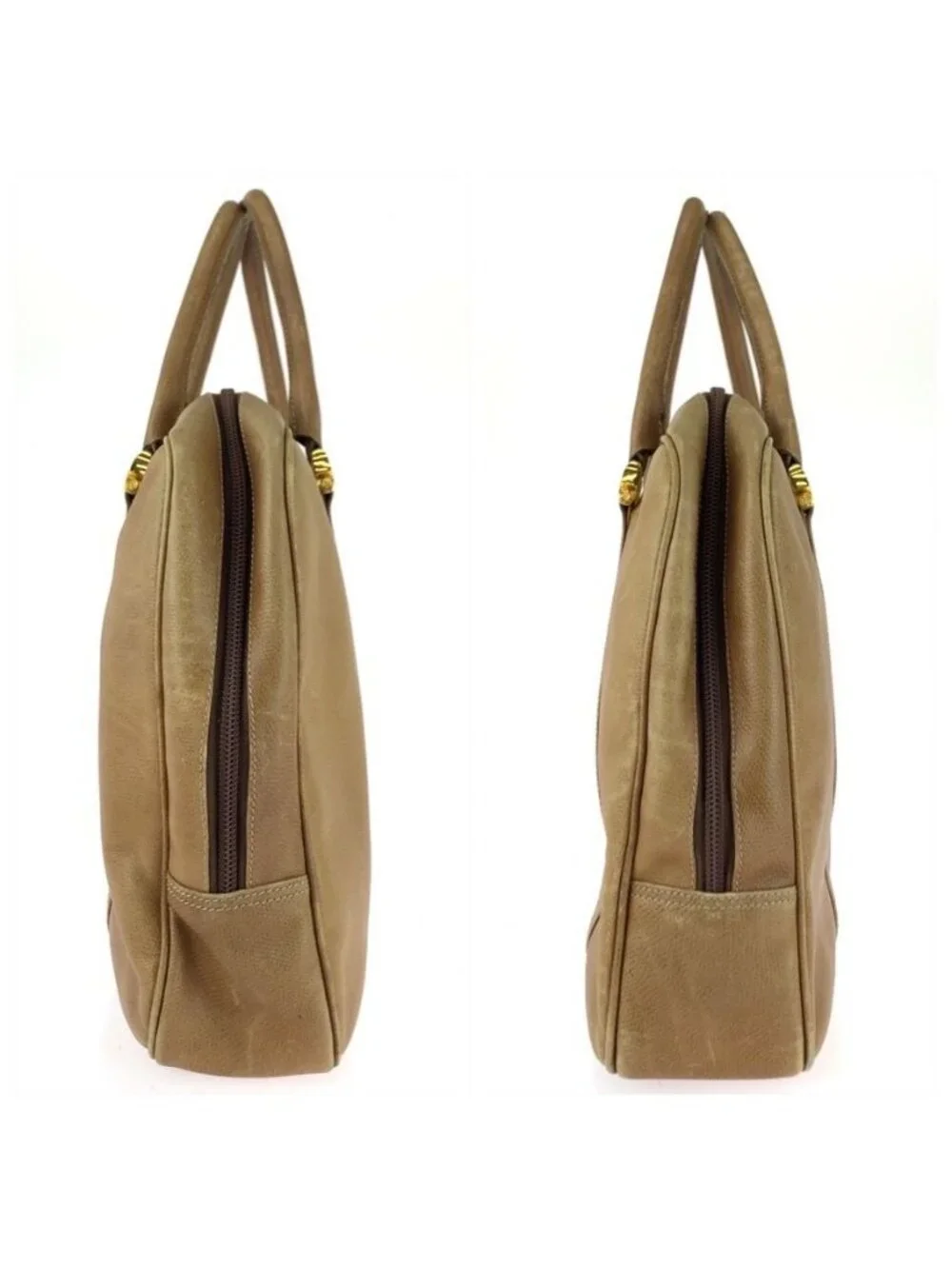 Loewe Gram Beige Gold Leather Business Briefcase